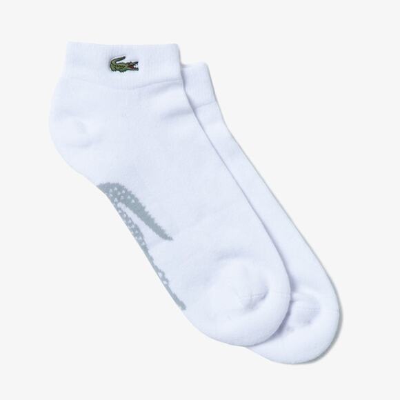 Lacoste Men's 47-50 White Grey Chine Stretch Cotton Low Cut Sport Socks G33-5 - Picture 1 of 4